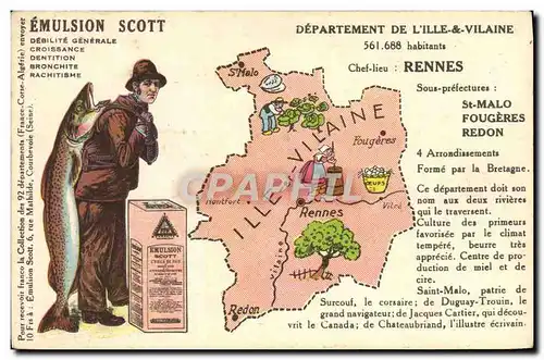 Cartes postales Emulsion Scott Departement Ille et Vilaine Renne St Malo Fougeres Redon