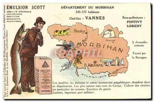 Cartes postales Emulsion Scott Departement Morbihan Vannes Pontivy Lorient