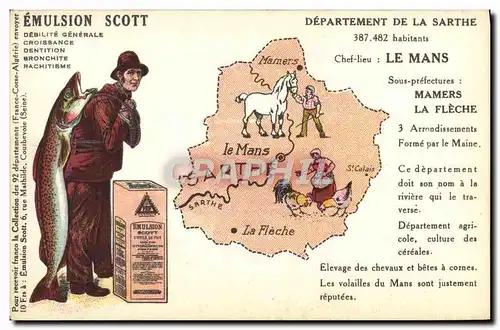 Cartes postales Emulsion Scott Departement Sarthe Le Mans Mamers La Fleche