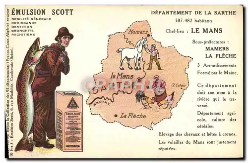 Cartes postales Emulsion Scott Departement Sarthe Le Mans Mamers la Fleche