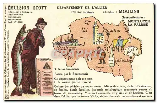 Cartes postales Emulsion Scott Departement Allier Moulins Montlucon La Palisse