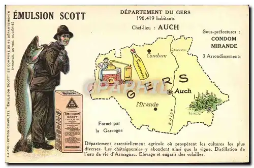 Cartes postales Emulsion Scott Departement Gers Auch Condom Mirande