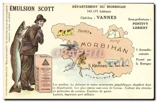 Cartes postales Emulsion Scott Departement Morbihan Vannes Pontivy Lorient