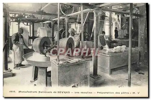 Cartes postales Poterie Ceramique Manufacture Nationale de Sevres Les moulins Preparation des pates TOP