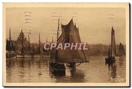 Cartes postales Bateau Peche Port de la Rochelle vers la grosse horloge