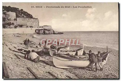 Cartes postales Bateau Peche Nice Promenade du Midi Les Ponchettes