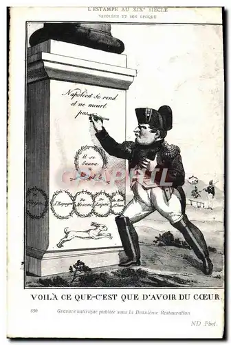 Cartes postales Napoleon 1er Gravure satirique Restauration