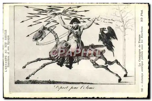 Cartes postales Napoleon 1er Campagne de France Estampe satirique Squelette Cheval