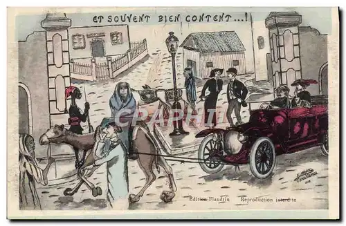 Cartes postales Fantaisie Illustrateur Et souvent bien content Automobile Maroc Casablanca