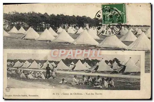 Cartes postales Militaria Camp de Chalons Vue des tentes