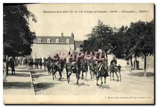 Ansichtskarte AK Militaria Manoeuvres des 13 et 14eme corps d&#39armee 1909 Colonne halte