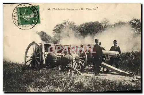 Cartes postales Militaria L&#39artillerie de campagne au Tir Piece Feu