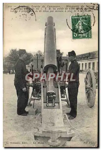 Cartes postales Militaria Artillerie lourde Manoeuvre de canons