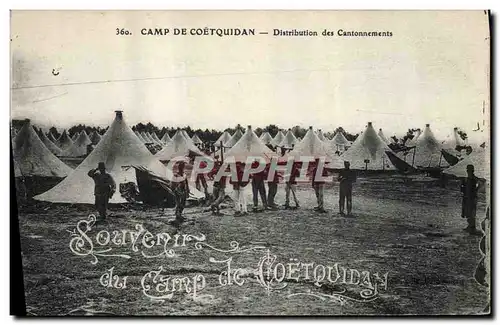 Ansichtskarte AK Militaria Camp de Coetquidan Distribution des cantonnements