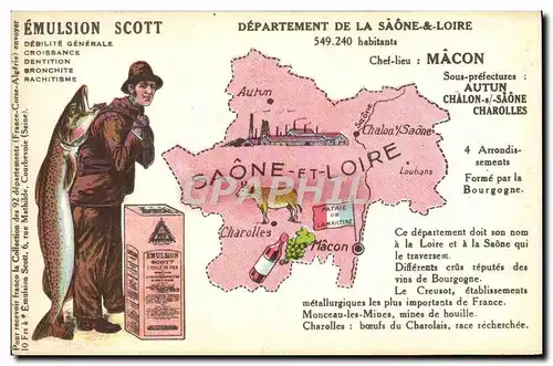 Cartes postales Emulsion Scott Departement Saone et Loire Autun Chalon sur Saone Charolles