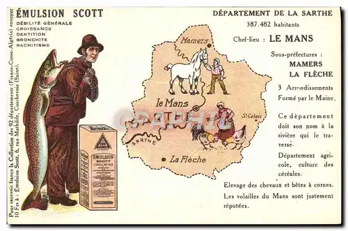 Cartes postales Emulsion Scott Departement Sarthe Le Mans Mamers La Fleche