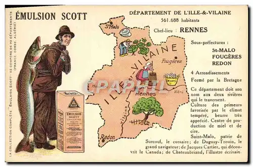 Cartes postales Emulsion Scott Departement Ille et Vilaine Rennes St Malo Fougeres Redon
