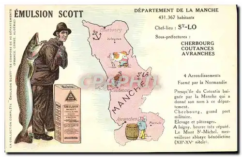 Cartes postales Emulsion Scott Departement Manche St Lo Cherbourg Coutances Avranches
