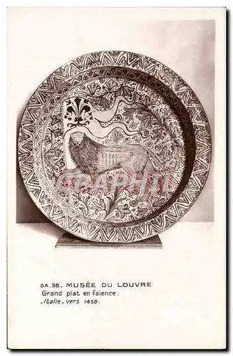 Cartes postales Potier Poterie Paris Musee du Louvre Grand plat en faience Italie Lion