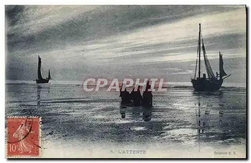Cartes postales Bateau de peche L'attente