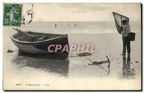 Cartes postales Bateau de peche A maree basse Peche Pecheur