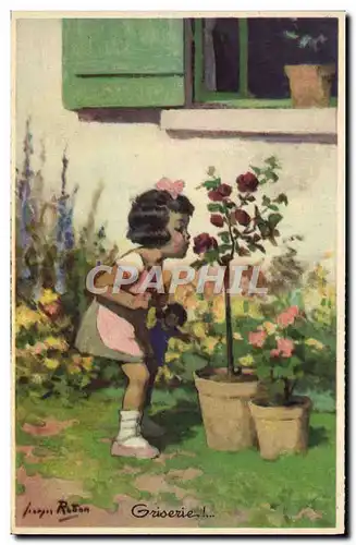 Cartes postales Enfants Griserie Fleur