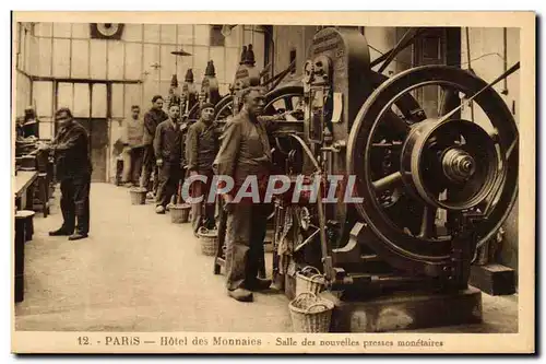 Cartes postales Paris Hotel des Monnaies Salle des nouvelles presses monetaires