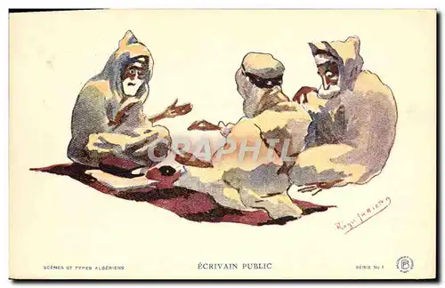 Cartes postales Fantaisie Illustrateur Afrique du Nord Algerie Ecrivain public