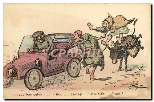 Ansichtskarte AK Fantaisie Illustrateur Afrique du Nord Toumoubile automobile