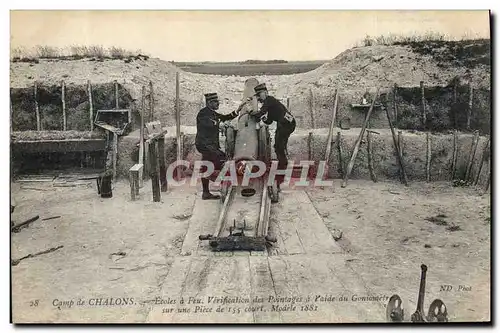 Cartes postales Militaria Camp de Chalons Ecoles a feu Verification des pointages a l&#39aide du Goniometre sur