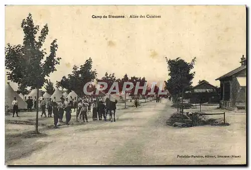 Cartes postales Militaria Camp de Sissonne Allee des cuisines