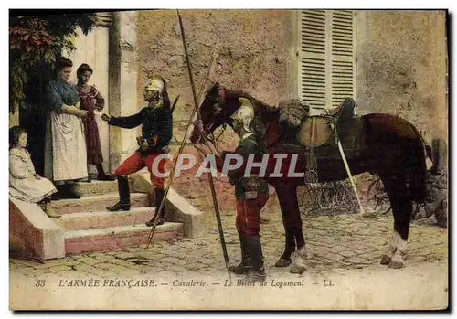 Ansichtskarte AK Militaria L&#39armee francaise Cavalerie Le billet de logement Cheval