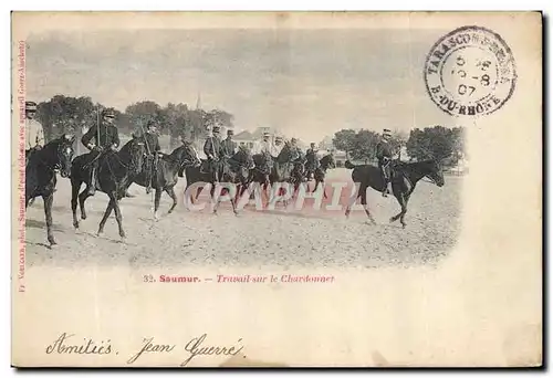 Cartes postales Militaria Saumur Travail sur le Chardonnet Cheval