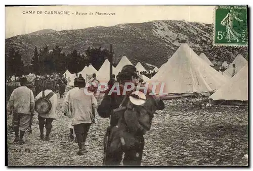 Cartes postales Militaria Camp de Carpiagne Retour aux Manoeuvres