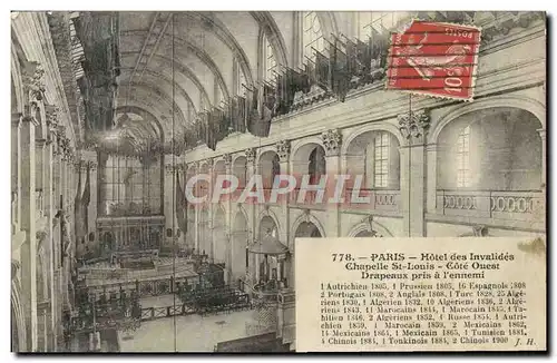 Cartes postales Paris Hotel des INvalides Chapelle St Louis Cote Ouest Drapeaux pris a l&#39ennemi