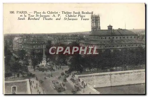 Cartes postales Paris Place du Chatelet Theatre Sarah Bernhard