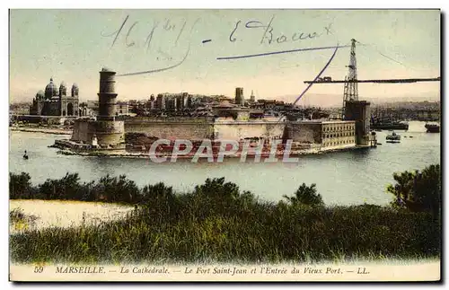 Ansichtskarte AK Marseille La Cathedrale Le Fort Saint Jean et L&#39Entree du vieux port