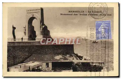 Cartes postales Marseille La Corniche Monument des Poilus d&#39Orient et les Iles