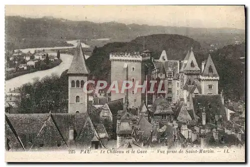 Cartes postales Pau Le Chateau et le Gave Vue Prise de Saint Martin