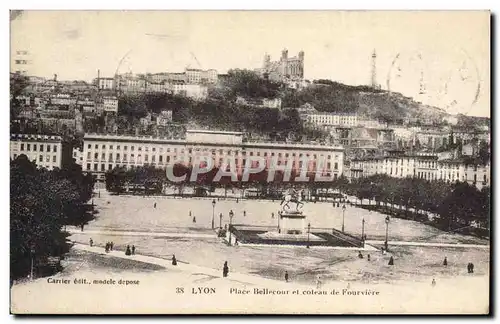 Ansichtskarte AK Lyon Place Bellecour et Coleau de Fourviere