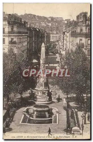 Cartes postales Lyon Monument Carnot et Rue de la Republique