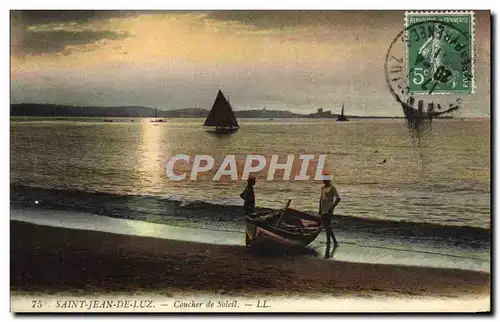 Ansichtskarte AK Saint Jean De Luz Coucher de Soleil Bateau