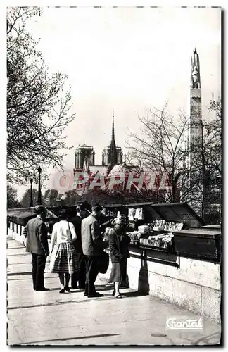 Moderne Karte Paris Notre Dame Statue de Saint Geneviere Les bouquinistes