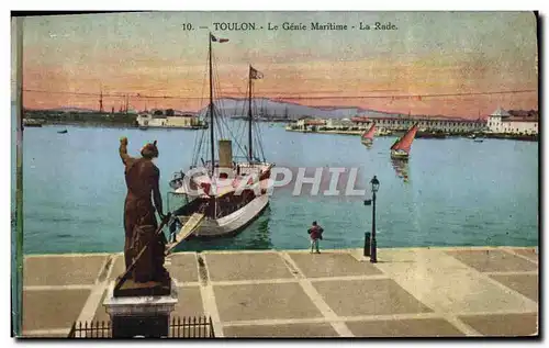 Cartes postales Toulon Le Genie Maritime La Rade Bateau