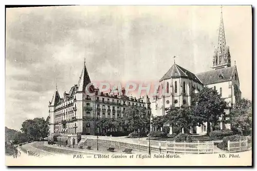 Cartes postales Pau L&#39Hotel Gassion et L&#39Eglise Saint Martin