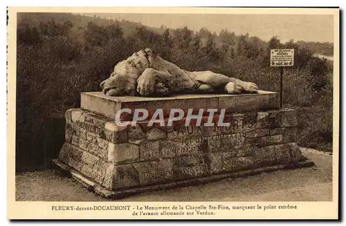 Cartes postales Fleury devant Douaumont le monument de la chapelle Ste Fine Militaria