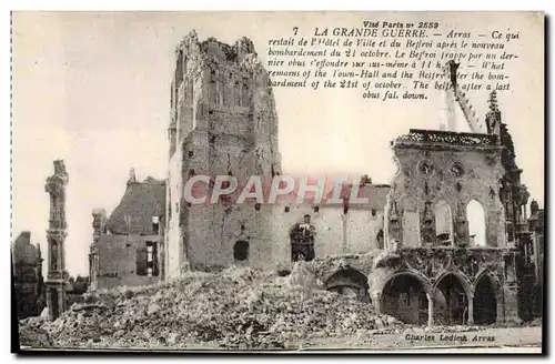 Cartes postales Arras Hotel de ville Militaria