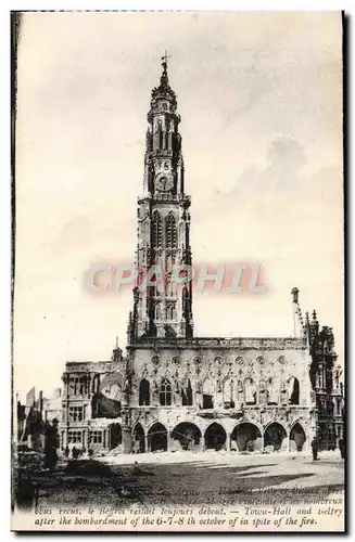 Cartes postales Arras Hotel de ville et beffroi Militaria