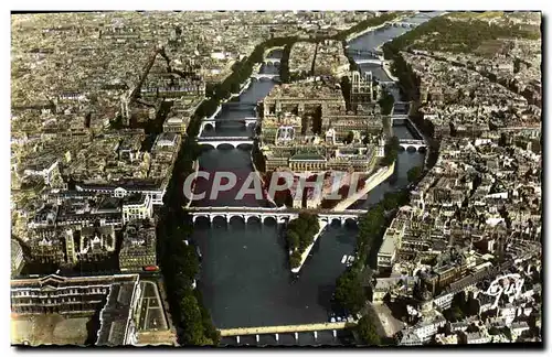 Cartes postales moderne En Avion Sur Paris L&#39Ile de la Cite et la Cathedrale Palais du Louvre Le Pont des Arts et l&#