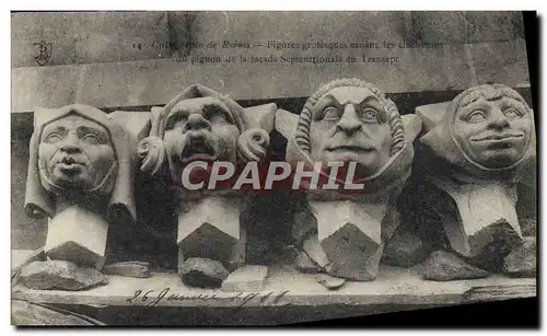 Cartes postales Cathedrale de Reims Figures grotesques